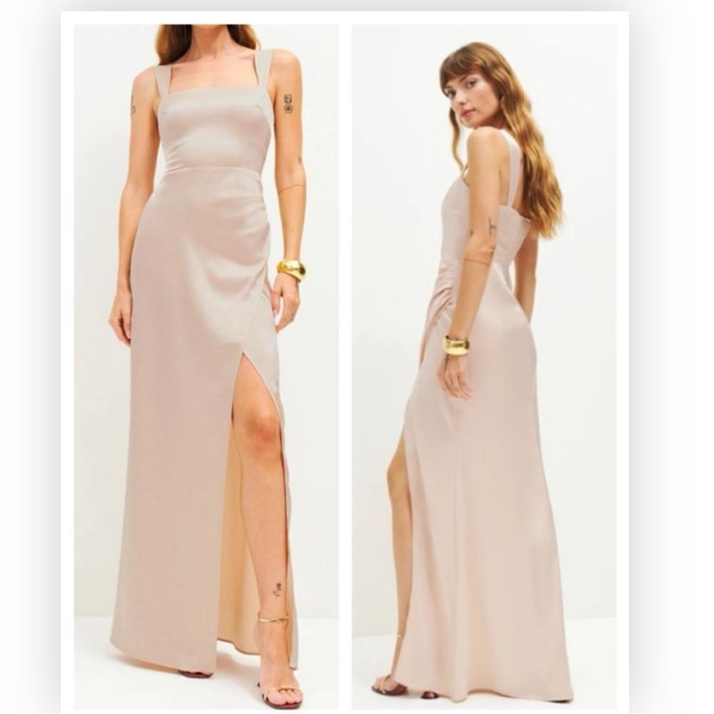 Reformation Isolene Satin Dress ES-GRAND CRU-014 Champagne NWT $398